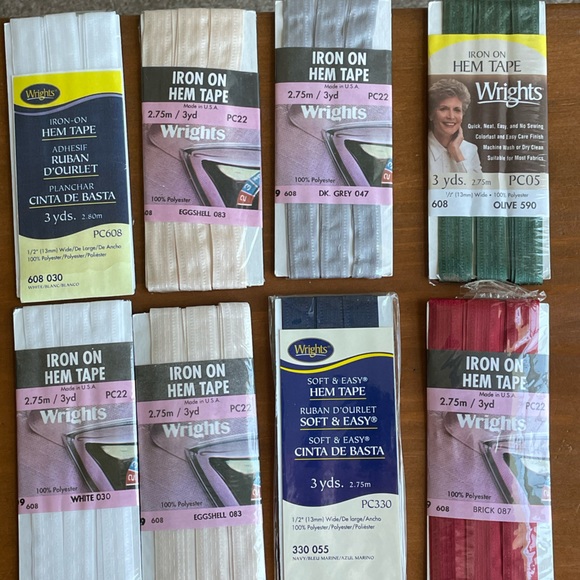 Wright's Other Wrights Iron On Hem Tape Various Colors Set Of 8